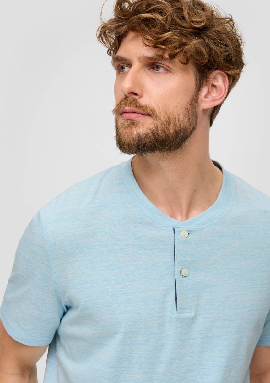 S.Oliver Meliertes T-Shirt Mit Henley-Ausschnitt