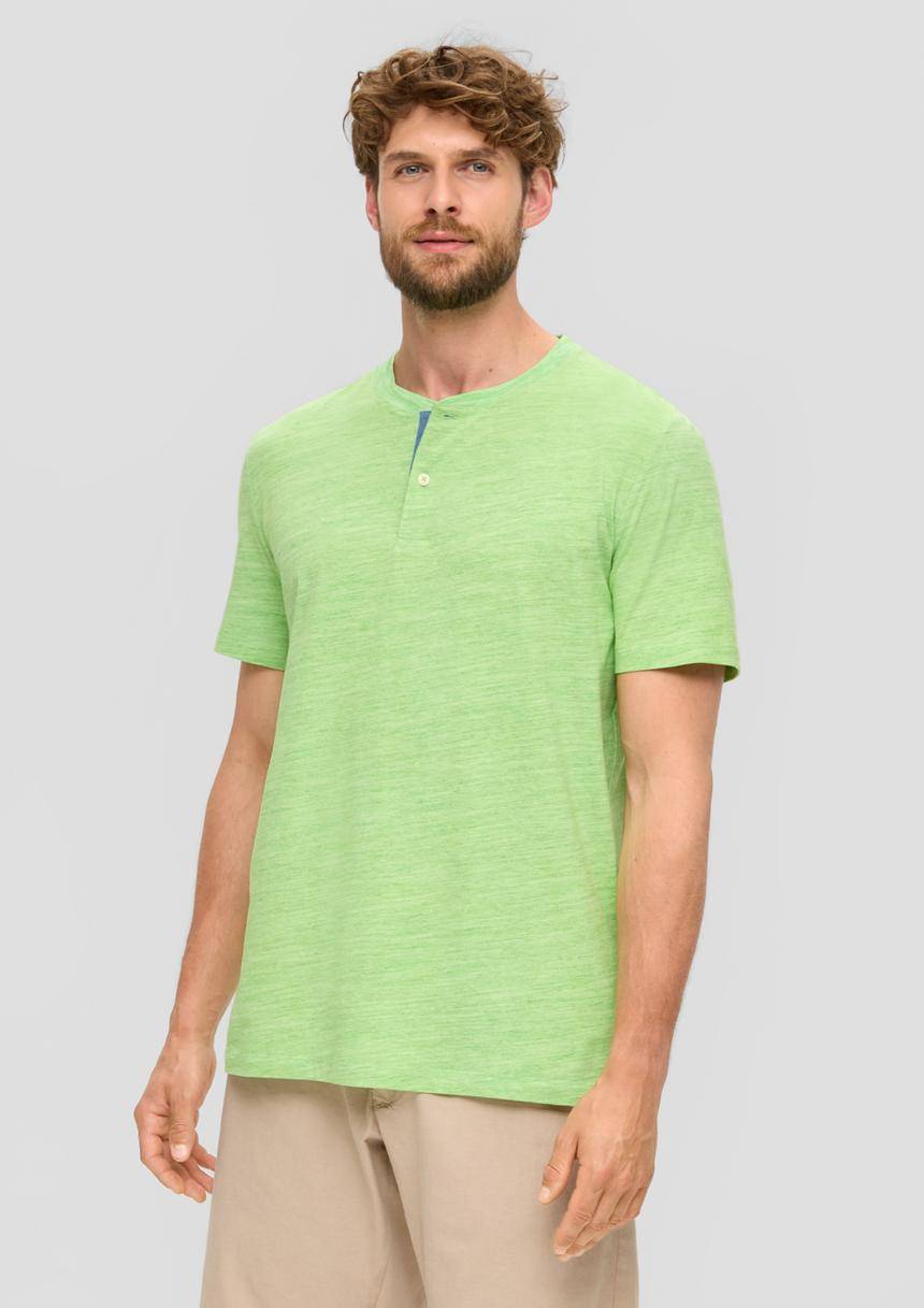 S.Oliver Meliertes T-Shirt mit Henley-Ausschnitt