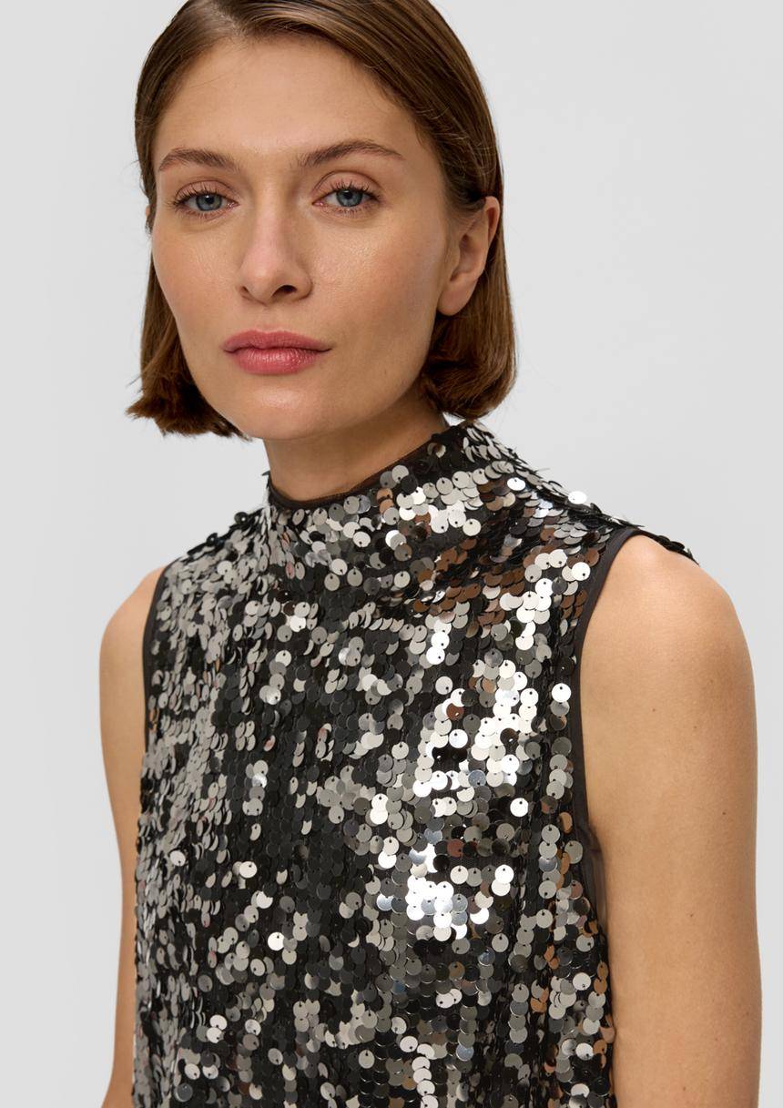 S.Oliver Mesh-Kleid Mit Pailletten-Besatz