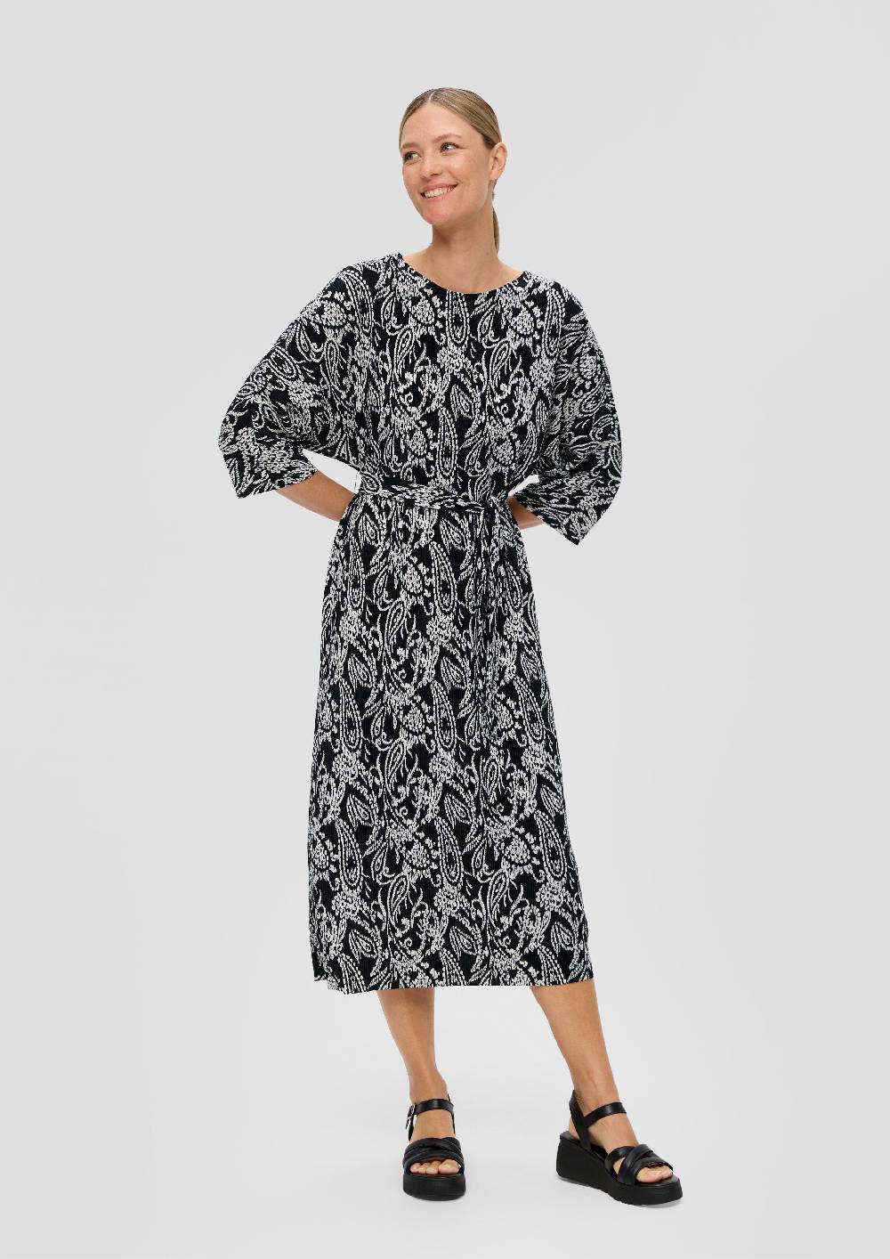S.Oliver Midi-Kleid Mit Plisseefalten
