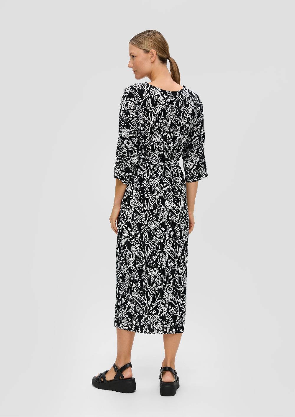S.Oliver Midi-Kleid Mit Plisseefalten