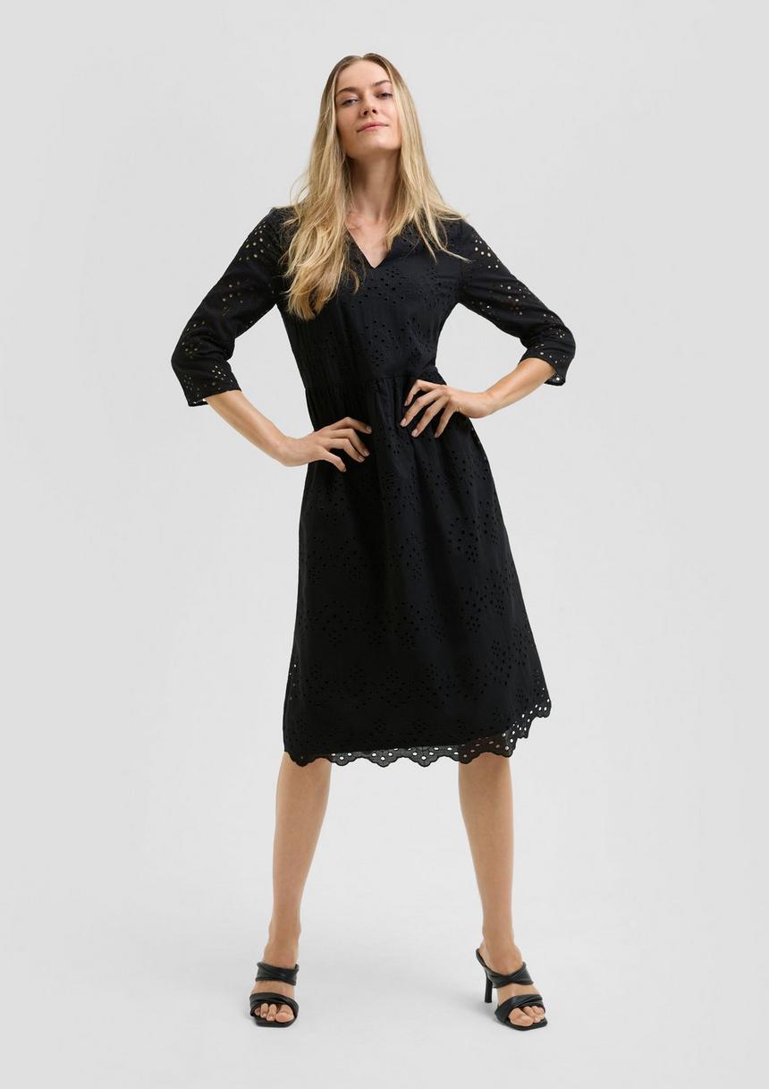 S.Oliver Midikleid aus Broderie Anglaise