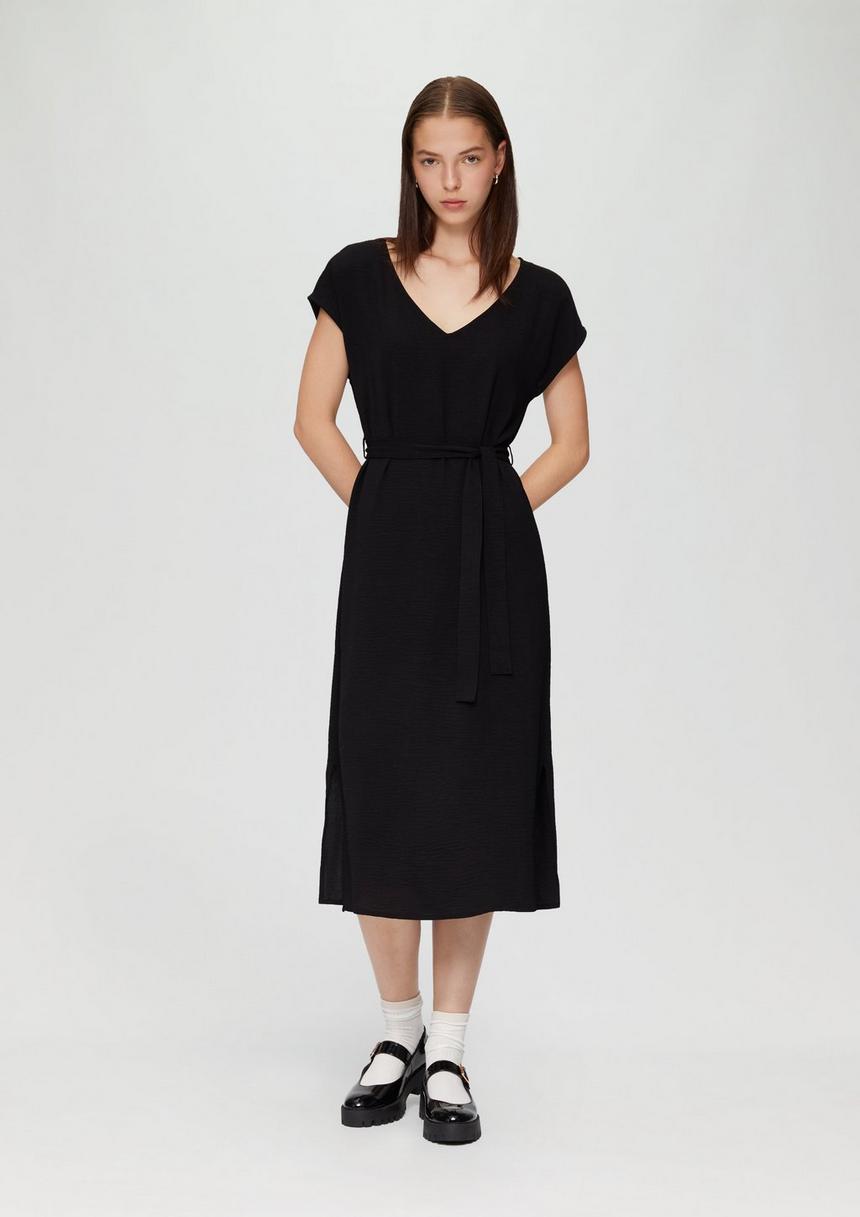 S.Oliver Midikleid Mit V-Ausschnitt Im Relaxed Fit