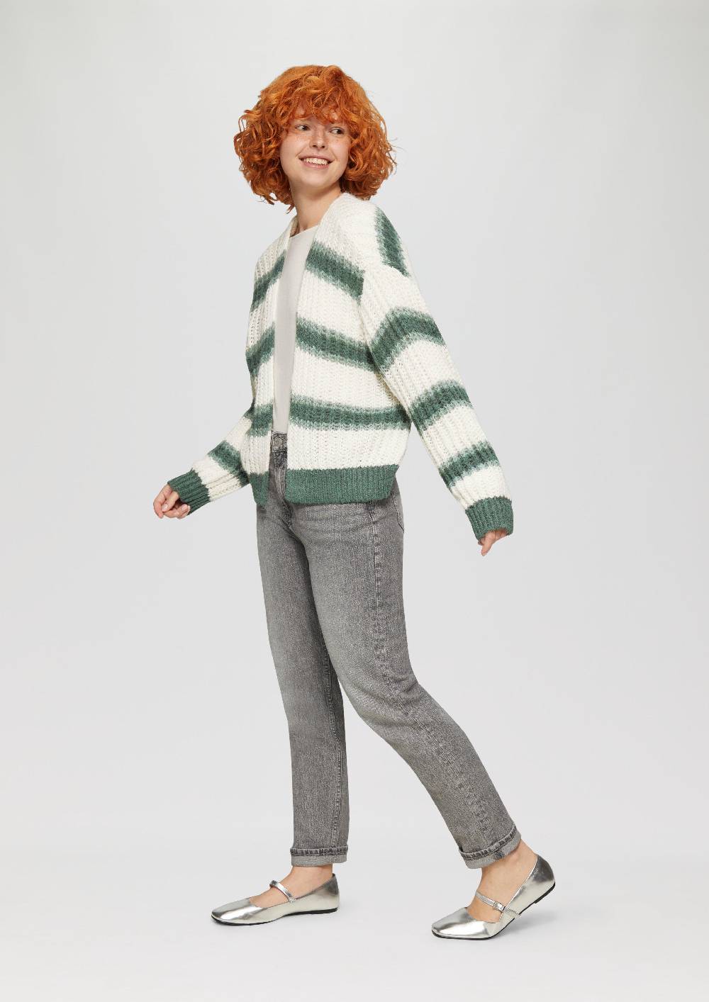 S.Oliver Offene Strickjacke Mit Blockstreifen