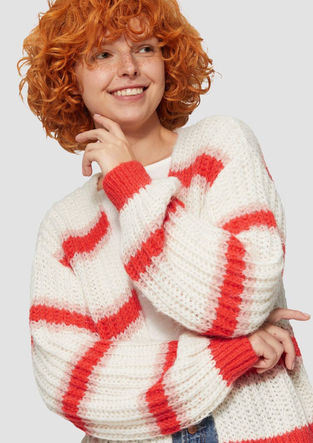 S.Oliver Offene Strickjacke Mit Blockstreifen