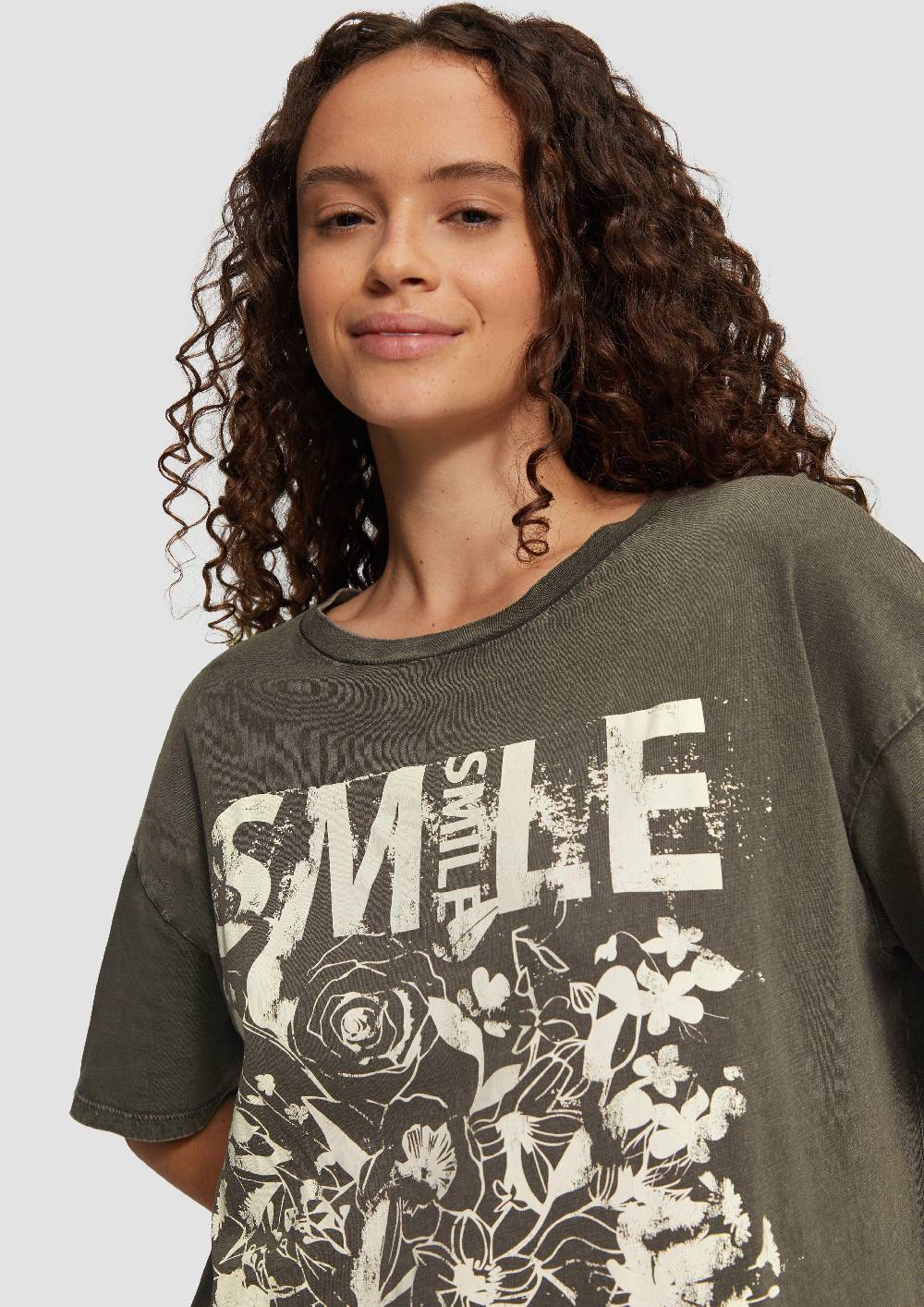 S.Oliver Oversized Print-Shirt Im Used-Look