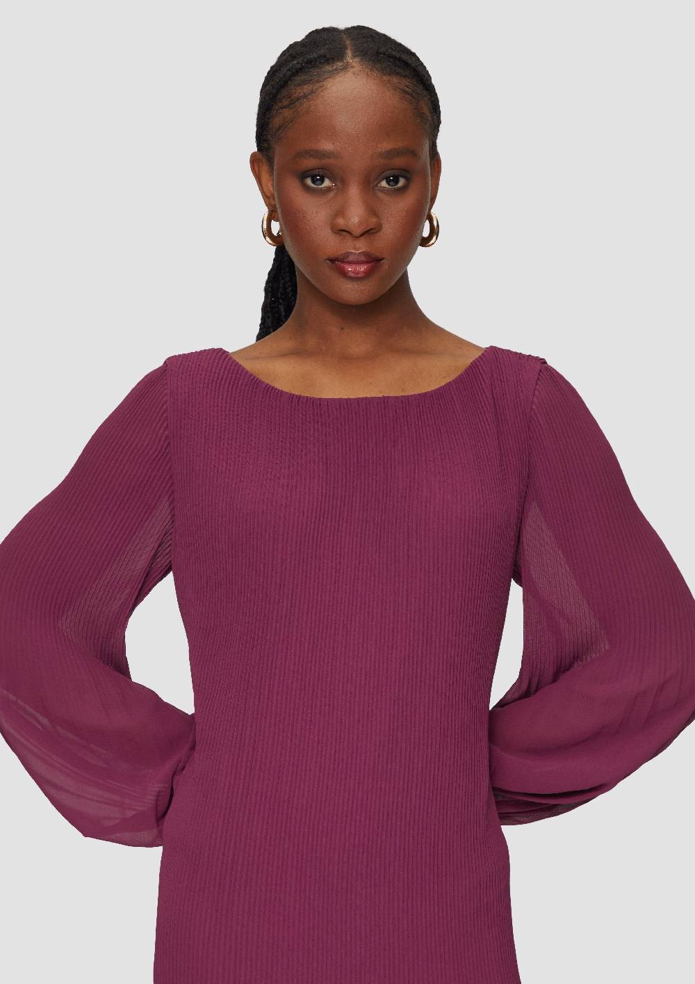 S.Oliver Plissiertes Chiffonkleid