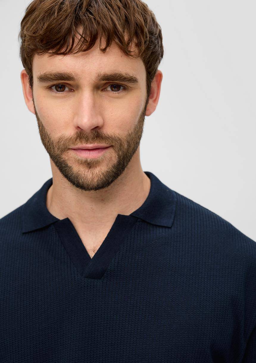 S.Oliver Poloshirt Aus Jacquard Mit Offenem Kragen