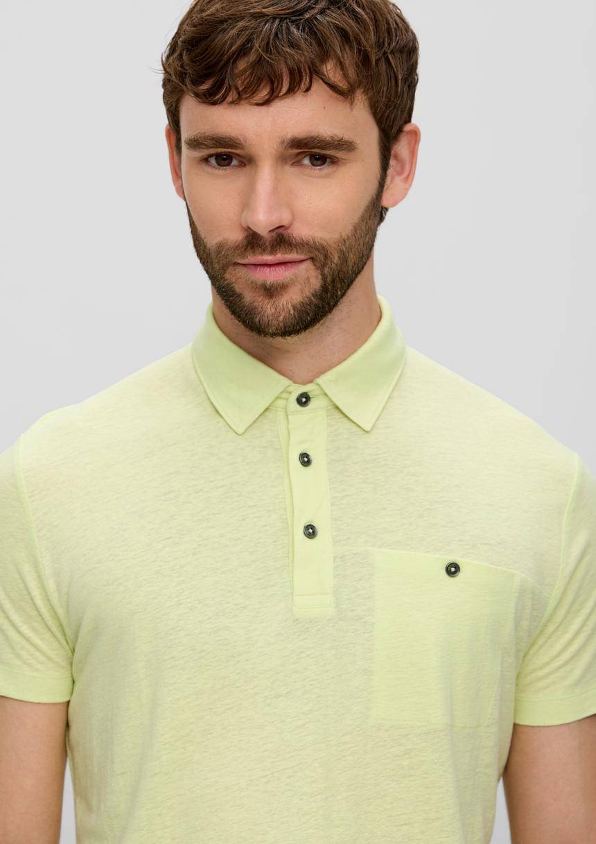 S.Oliver Poloshirt Aus Leinenmix Mit Brusttasche