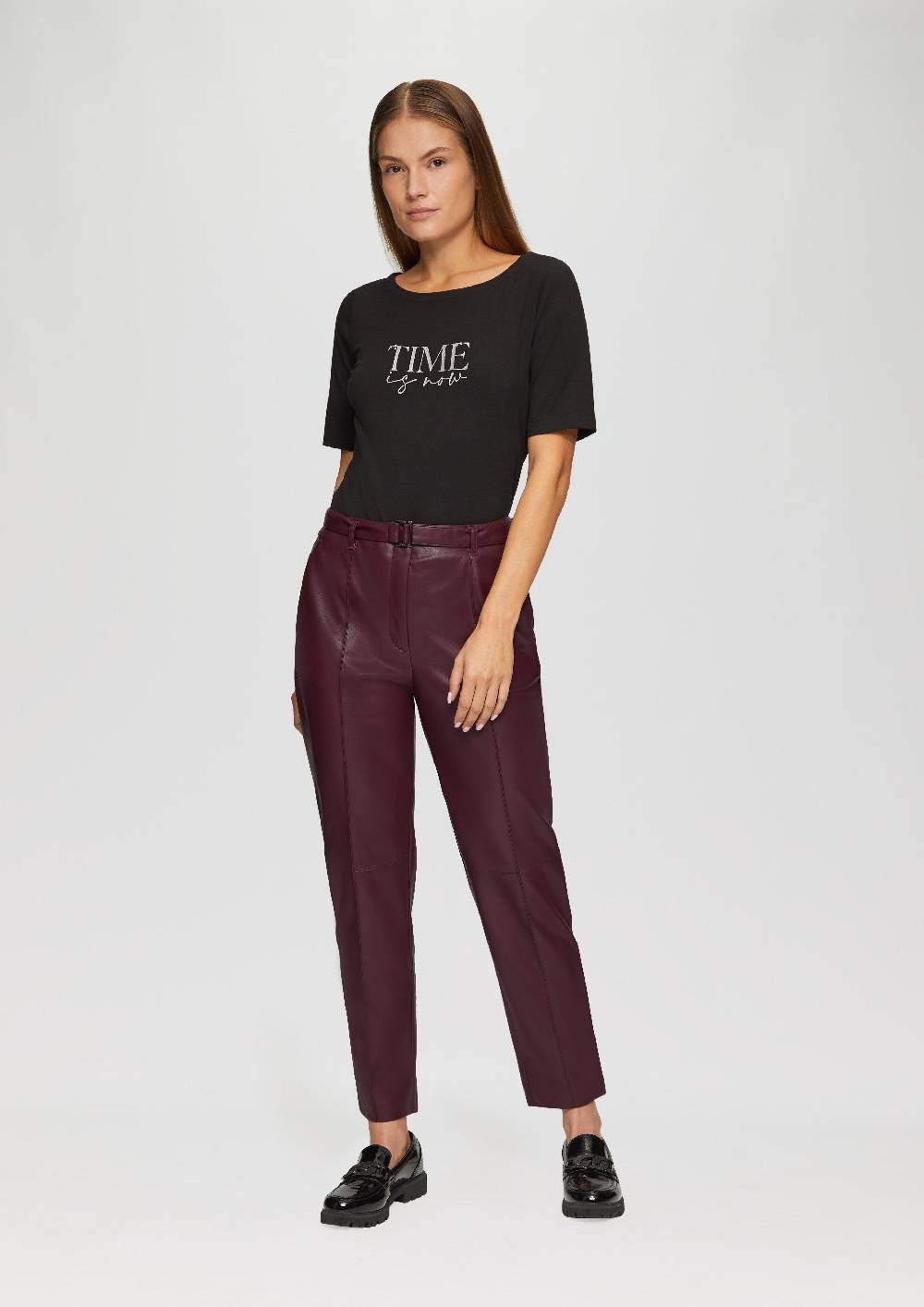 S.Oliver Regular: Cigarette Pants Aus Lederimitat