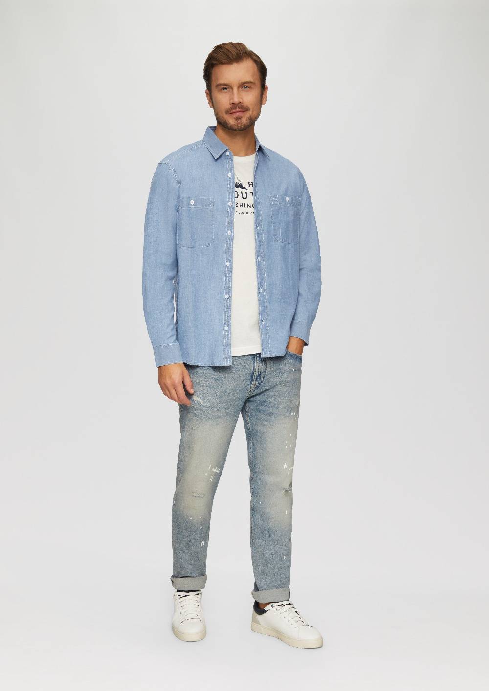 S.Oliver Regular Fit: Baumwollhemd Aus Chambray