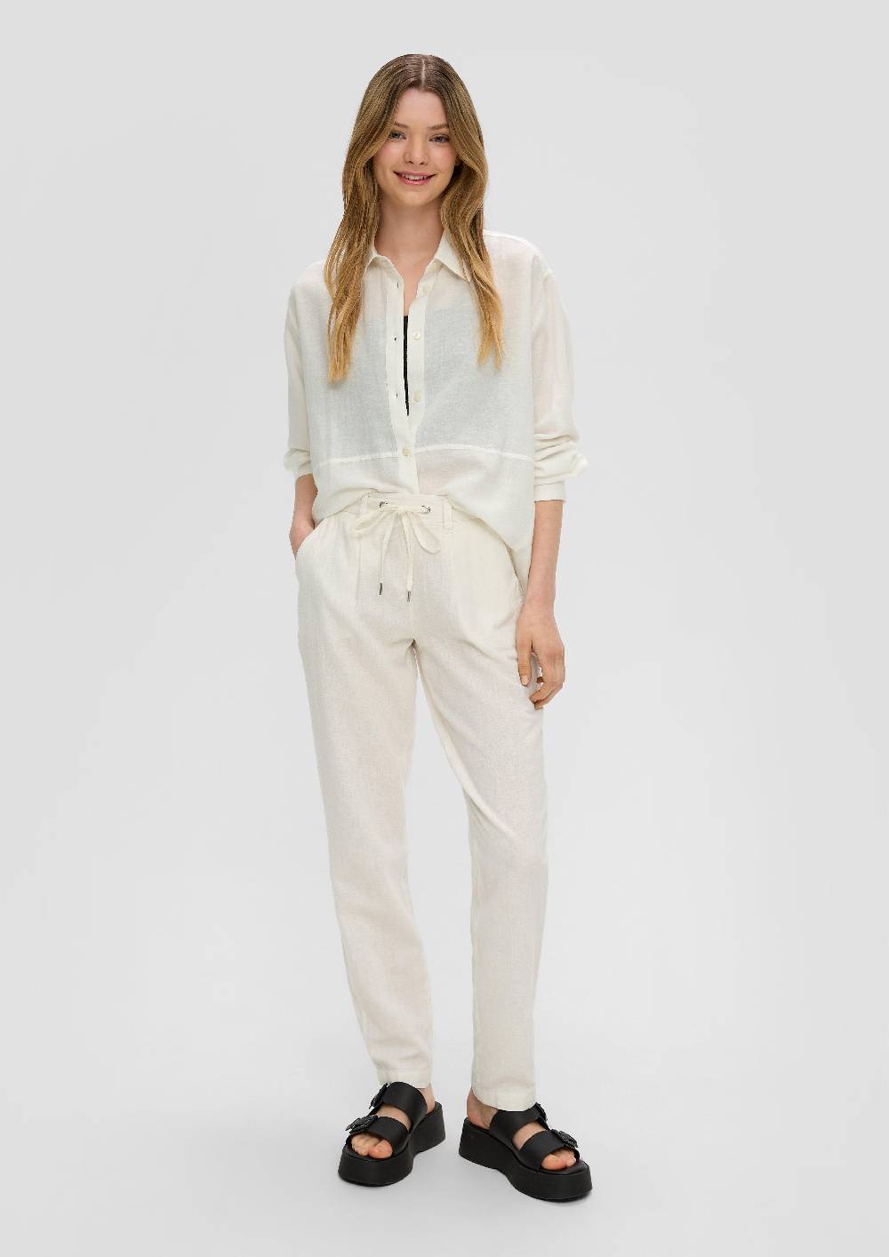 S.Oliver Regular: Straight-Leg-Hose Aus Leinenmix