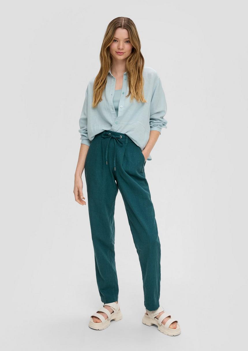 S.Oliver Regular: Straight-Leg-Hose Aus Leinenmix