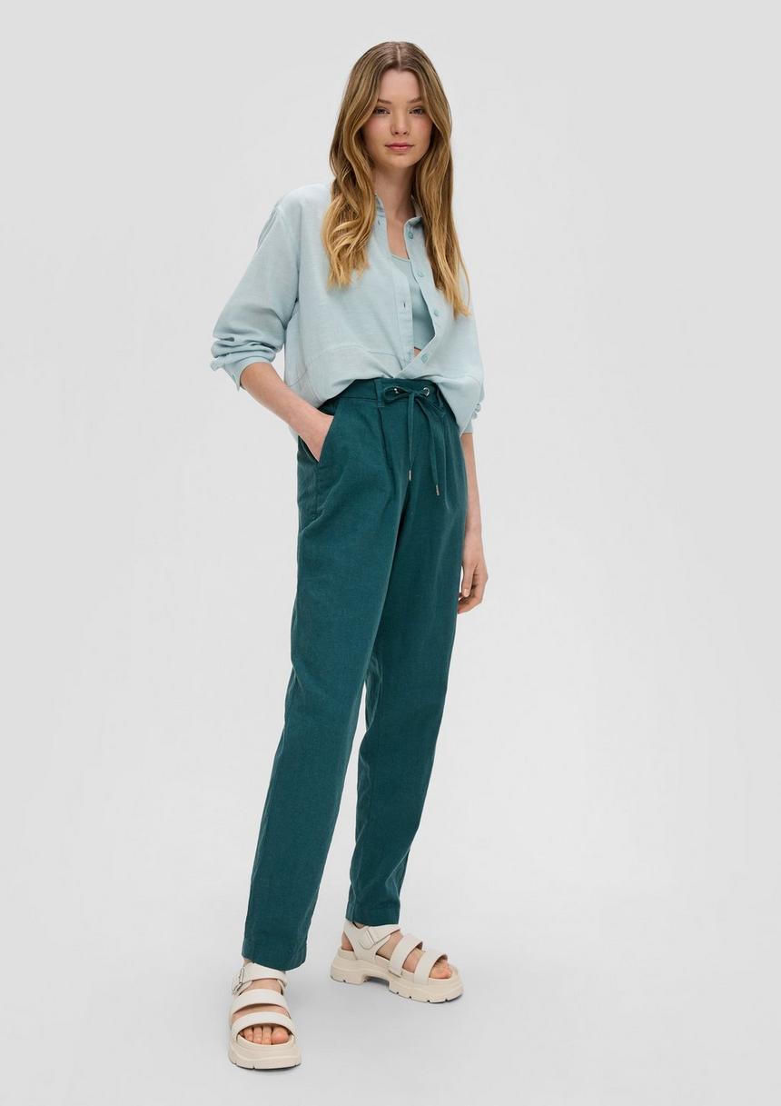 S.Oliver Regular: Straight-Leg-Hose aus Leinenmix