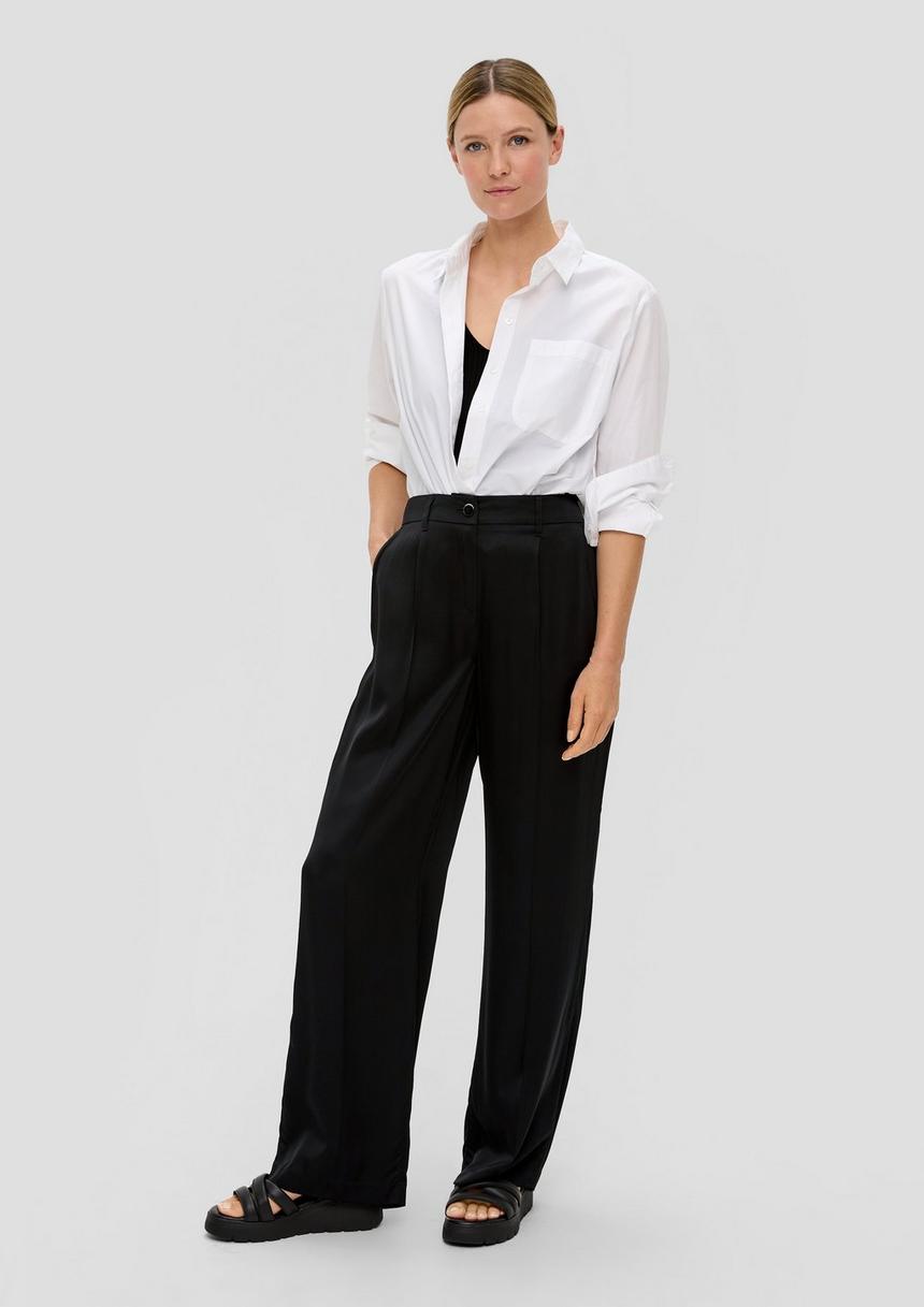 S.Oliver Regular: Wide-Leg-Hose Aus Satin