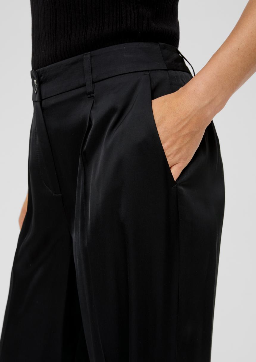 S.Oliver Regular: Wide-Leg-Hose Aus Satin