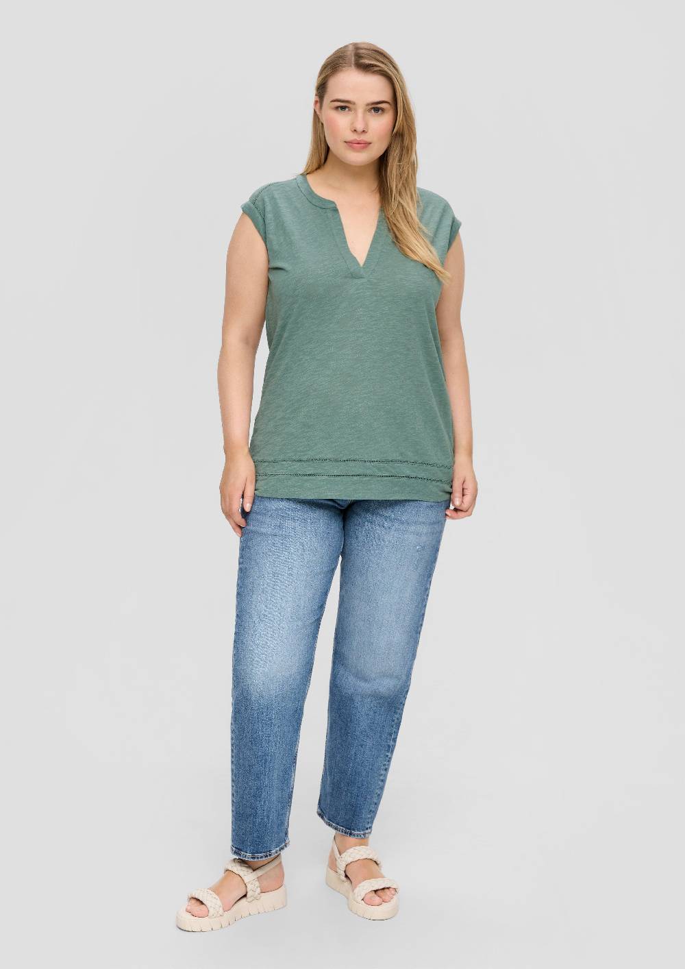 S.Oliver Relaxed-Fit-Shirt Mit Spitzen-Details