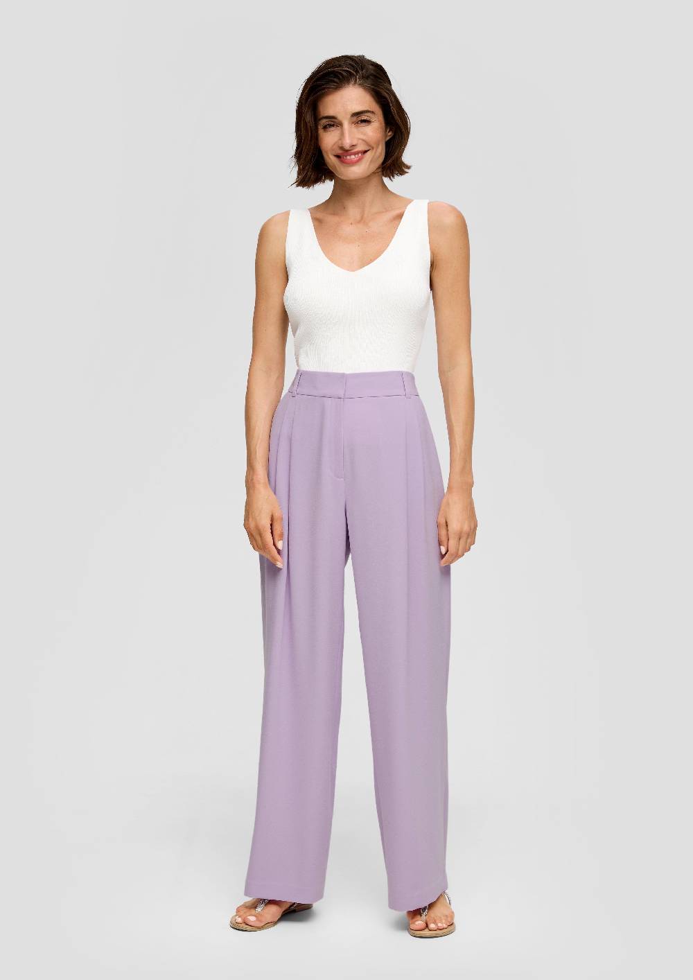 S.Oliver Relaxed: High-Rise-Hose Mit Crêpestruktur