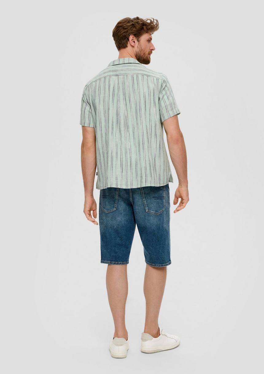 S.Oliver Resort Fit: Kurzarmhemd Aus Leinenmix