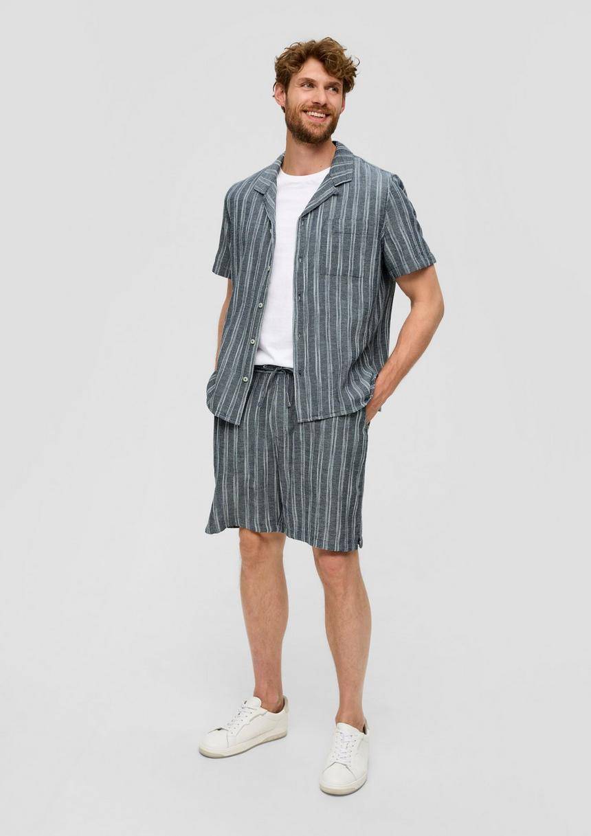 S.Oliver Resort Fit: Kurzarmhemd Aus Leinenmix