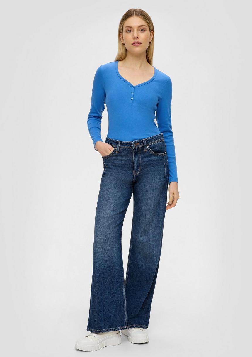 S.Oliver Rippshirt Mit Knopfleiste