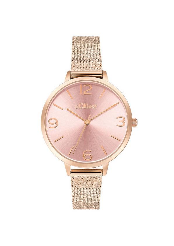 S.Oliver Roségoldene Armbanduhr mit Metallband