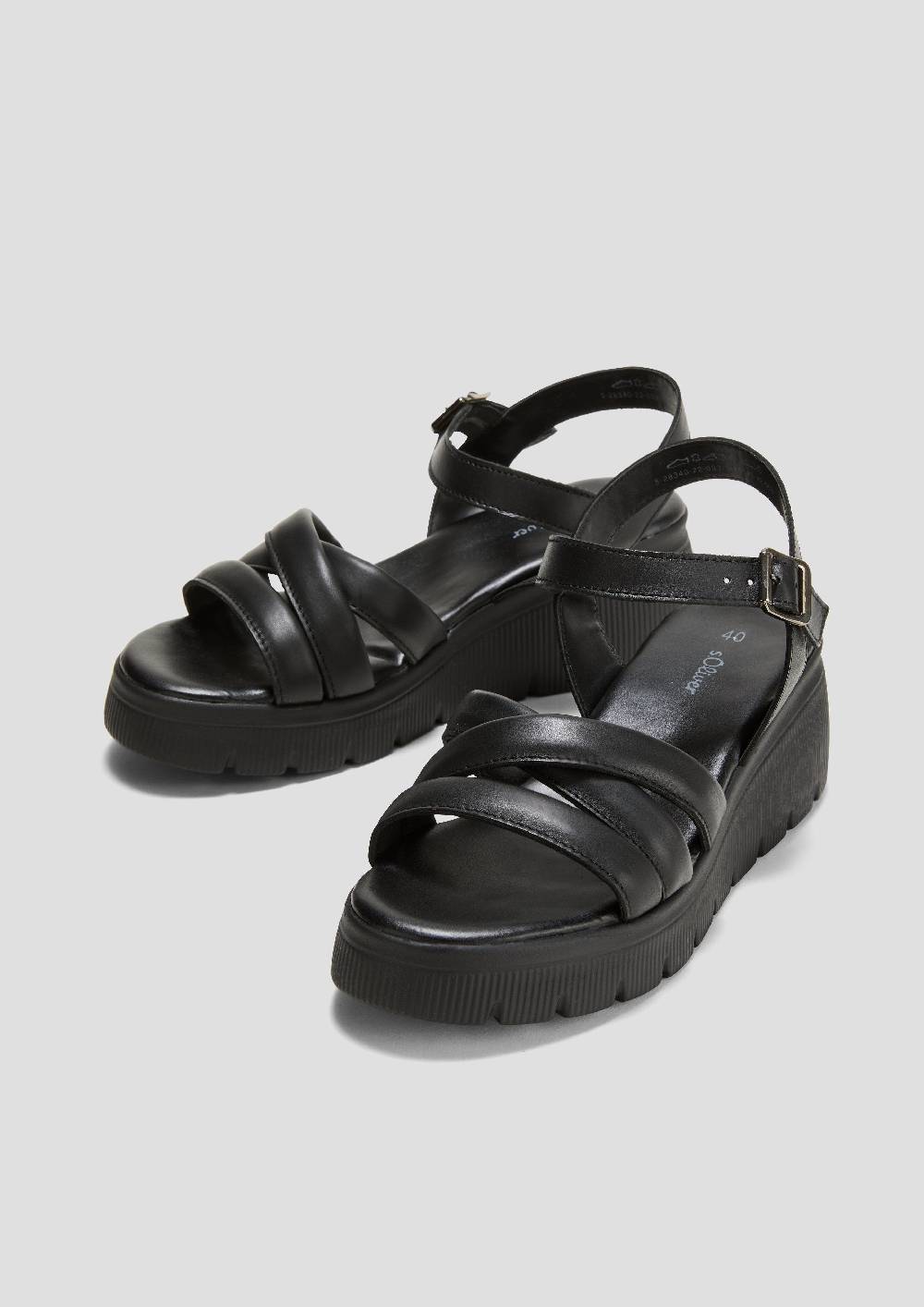 S.Oliver Sandalen Aus Leder Mit Plateausohle