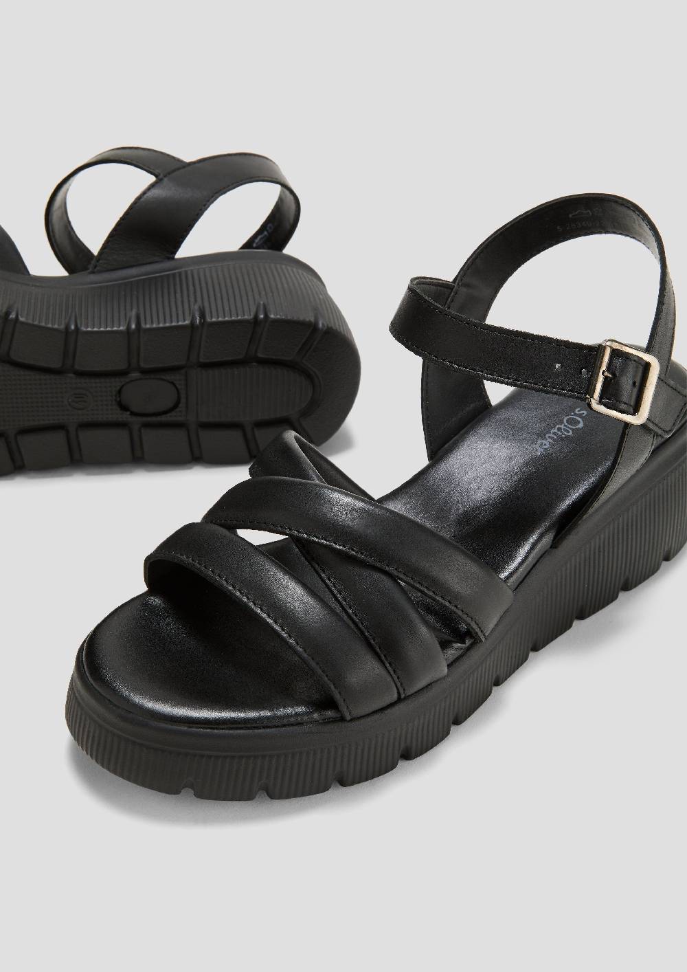 S.Oliver Sandalen Aus Leder Mit Plateausohle