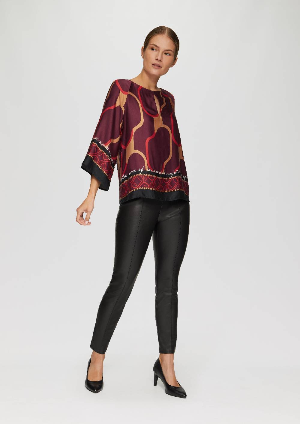 S.Oliver Satin-Bluse Mit Weiten Ärmeln