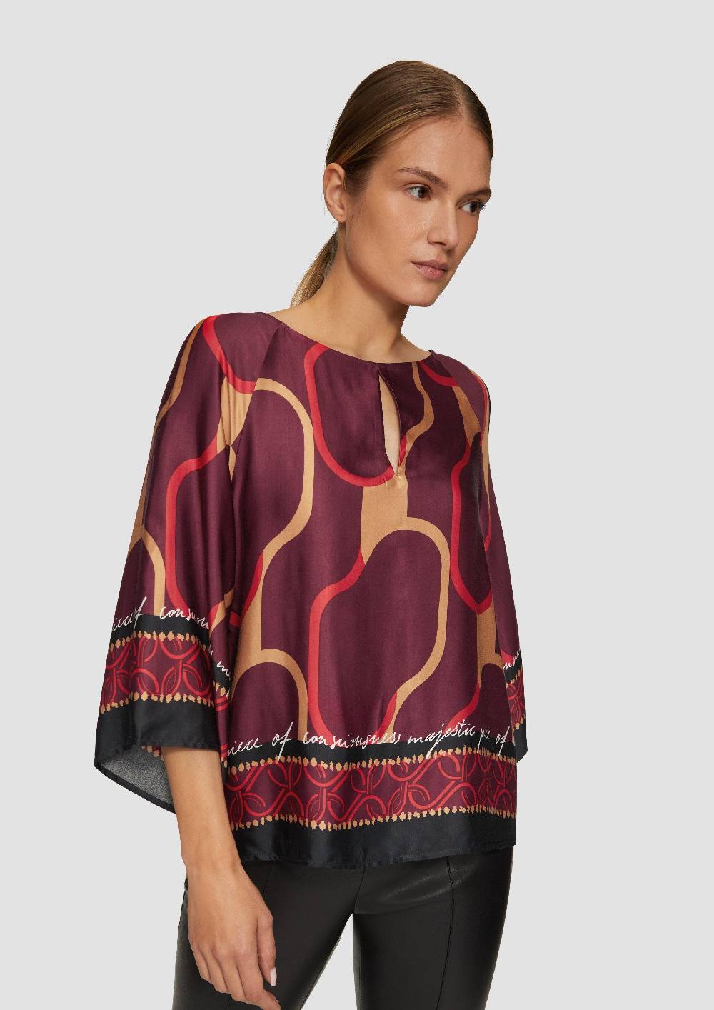 S.Oliver Satin-Bluse Mit Weiten Ärmeln