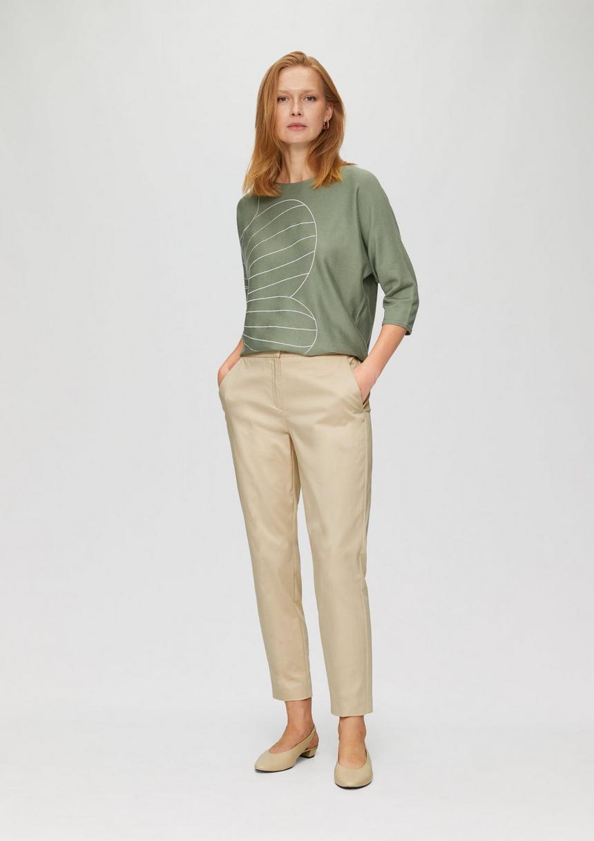 S.Oliver Schmal Zulaufende Hose Aus Baumwollsatin