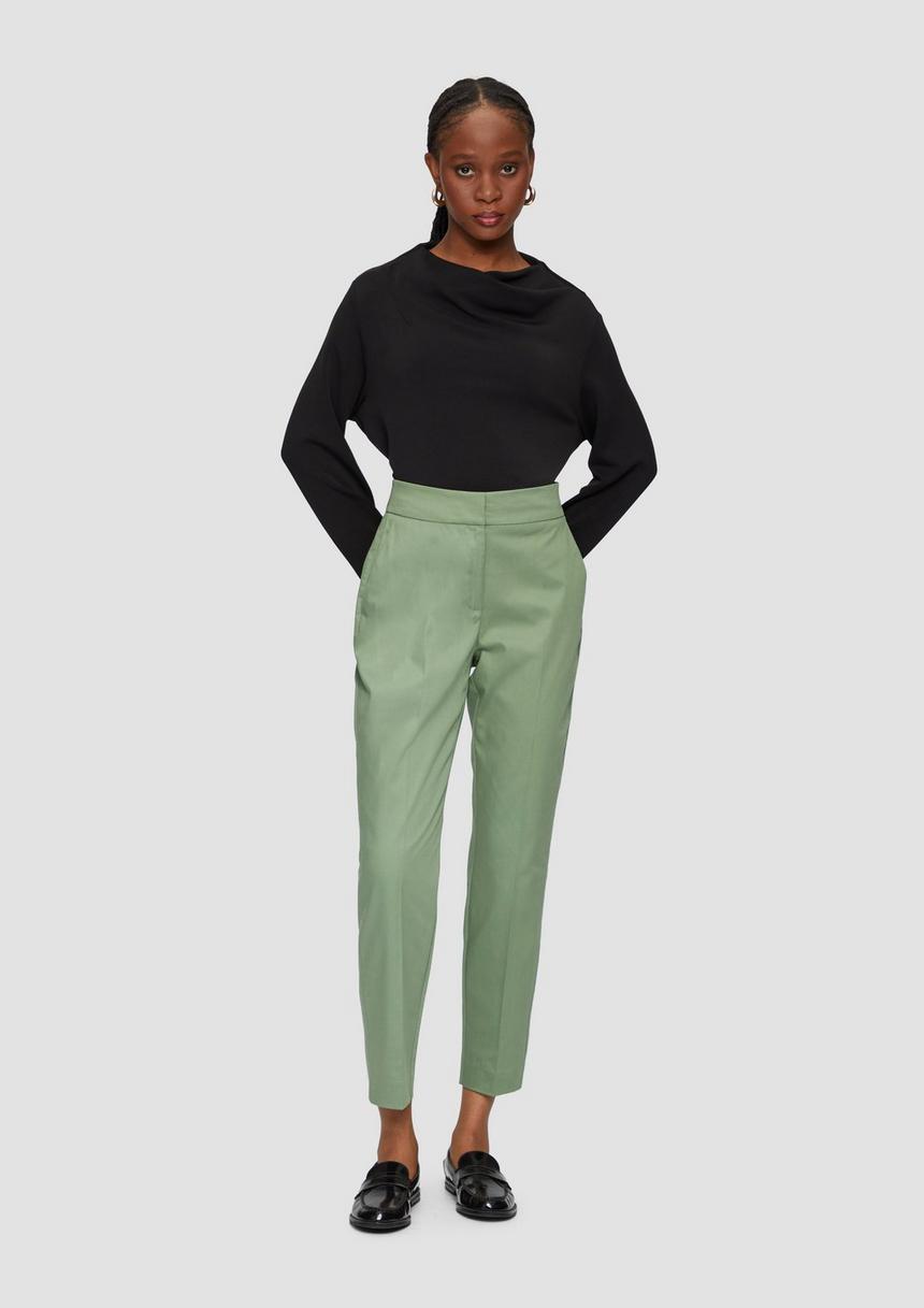 S.Oliver Schmal Zulaufende Hose Aus Baumwollsatin