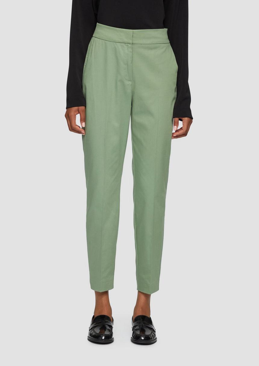 S.Oliver Schmal Zulaufende Hose Aus Baumwollsatin