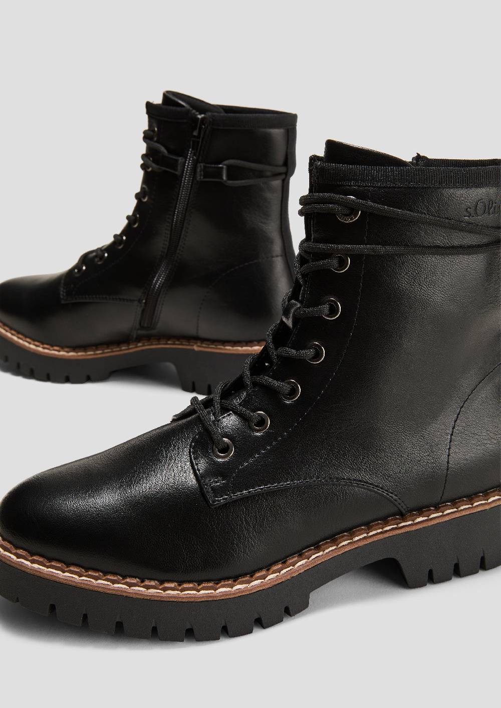 S.Oliver Schnürstiefel In Leder-Optik