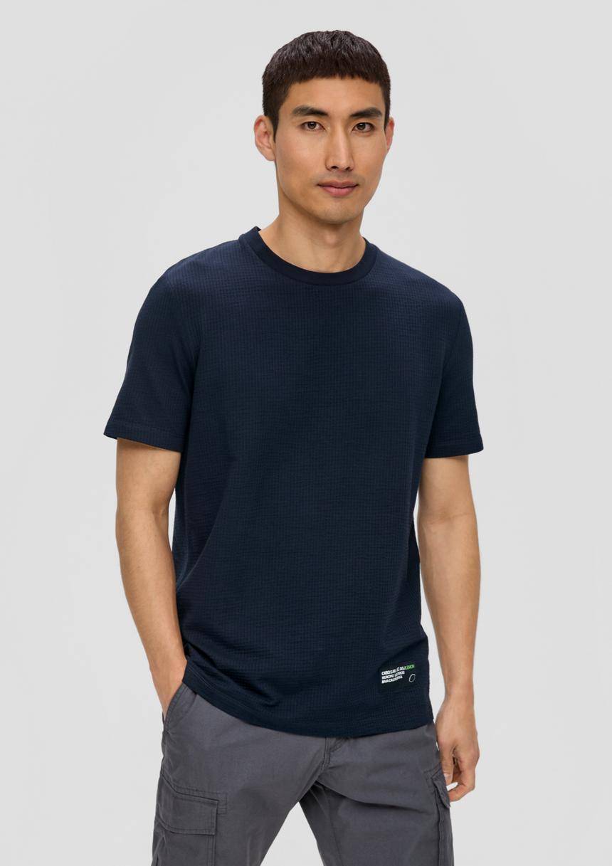 S.Oliver Seersucker-Shirt mit Logo-Patch-Detail