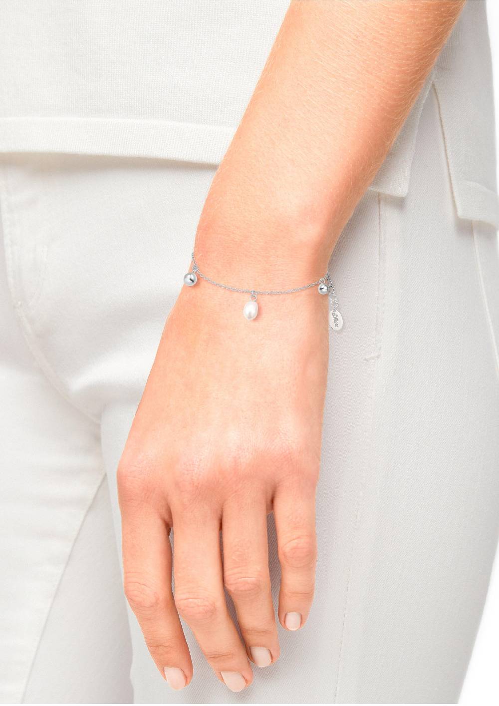 S.Oliver Silberarmband Mit Perlenanhängern