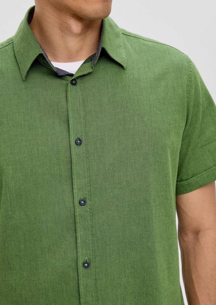 S.Oliver Slim Fit: Kurzarmhemd Mit Chambray-Details