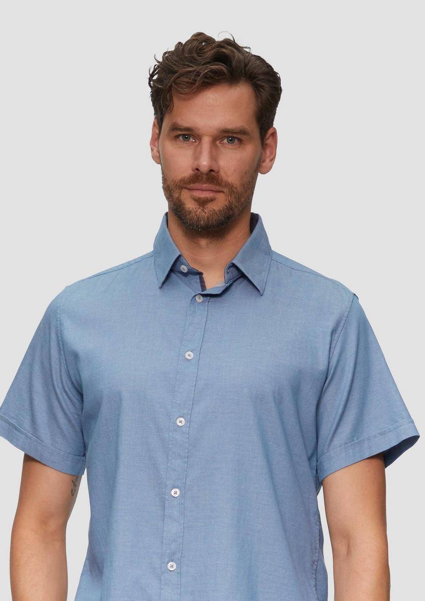 S.Oliver Slim Fit: Kurzarmhemd Mit Chambray-Details