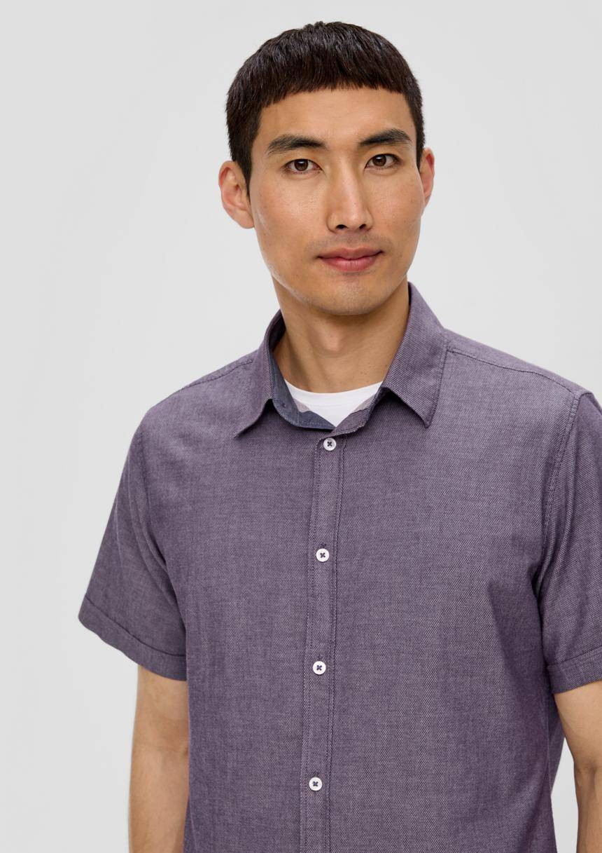S.Oliver Slim Fit: Kurzarmhemd Mit Chambray-Details