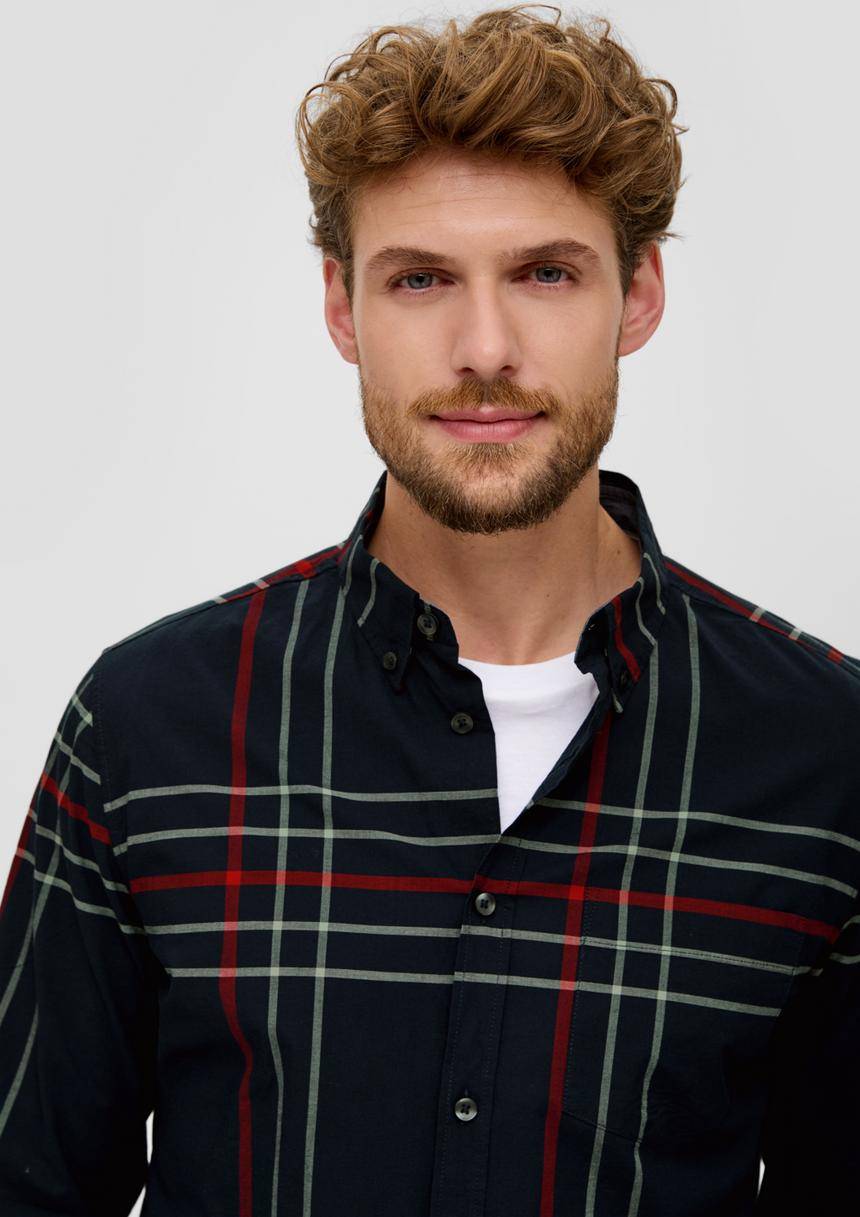 S.Oliver Slim: Karohemd Aus Baumwollstretch