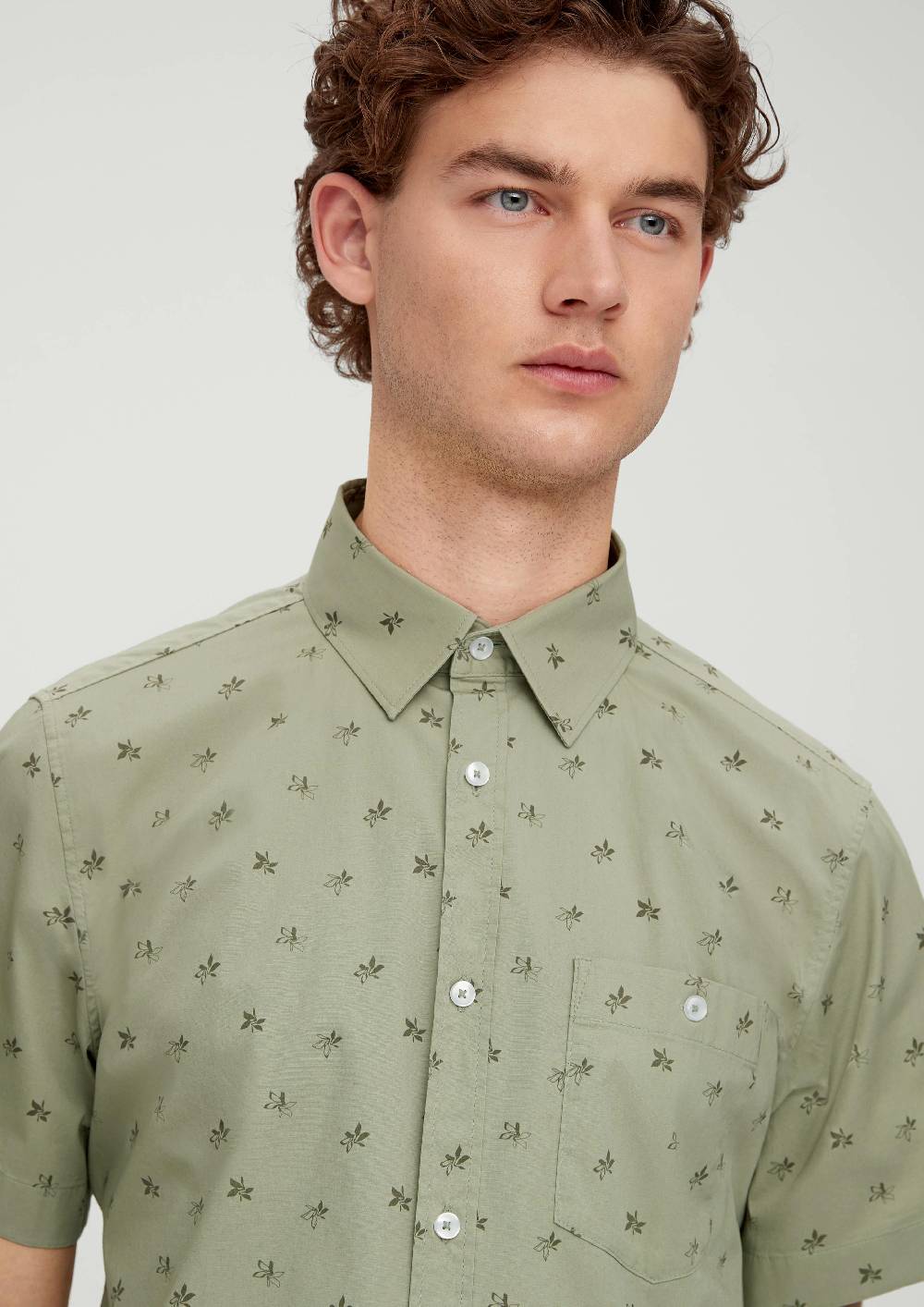 S.Oliver Slim: Kurzarmhemd Aus Baumwollstretch