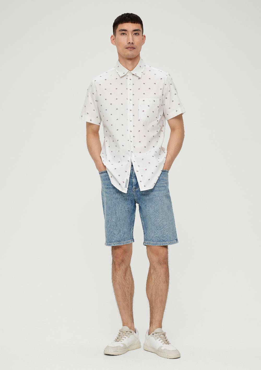 S.Oliver Slim: Kurzarmhemd Mit Alloverprint