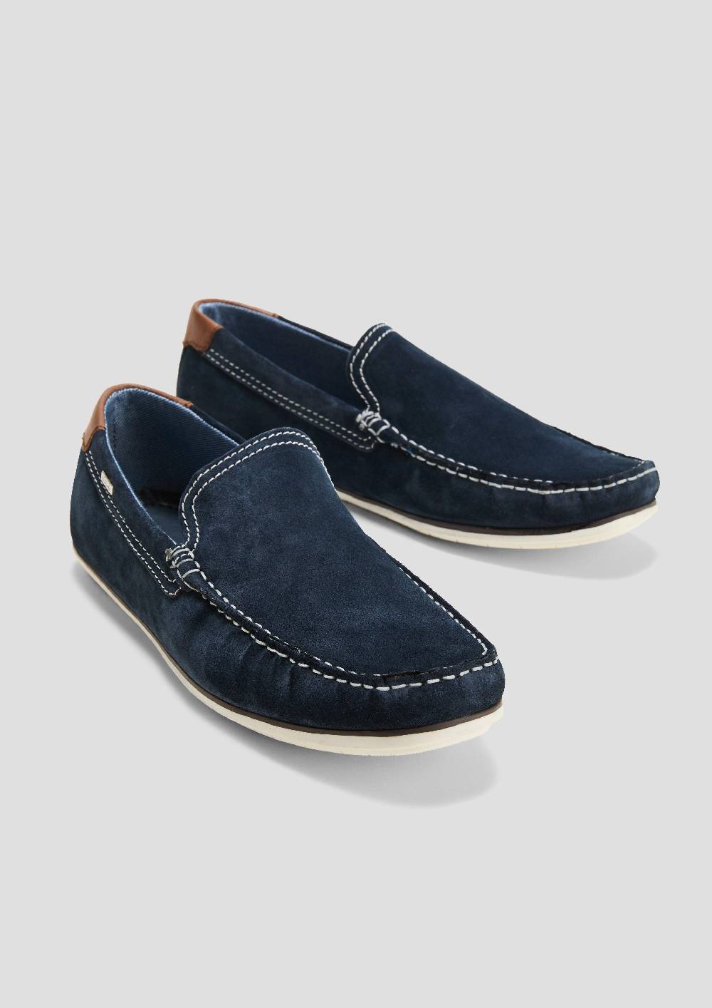 S.Oliver Slipper Aus Leder Mit Kontrastnähten