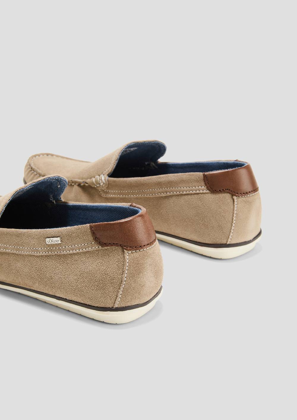 S.Oliver Slipper Aus Leder Mit Kontrastnähten