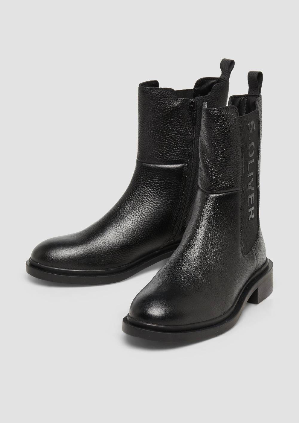 S.Oliver Stiefel Aus Rindsleder Mit Logo-Detail