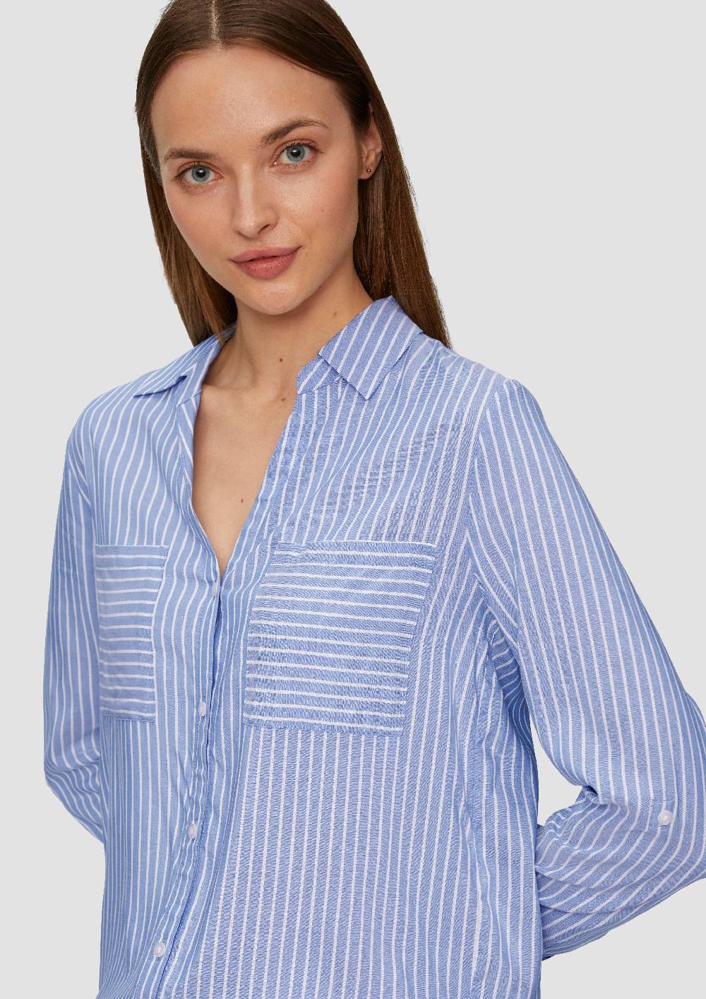 S.Oliver Streifen-Bluse Mit Aufgesetzten Taschen