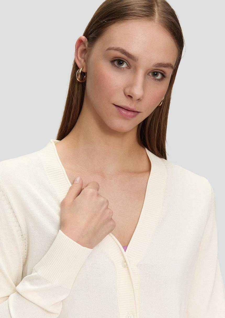 S.Oliver Strickjacke Aus Viskosemix Mit Rollsaum