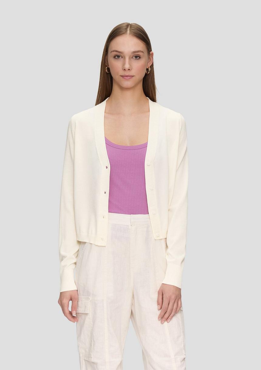 S.Oliver Strickjacke aus Viskosemix mit Rollsaum