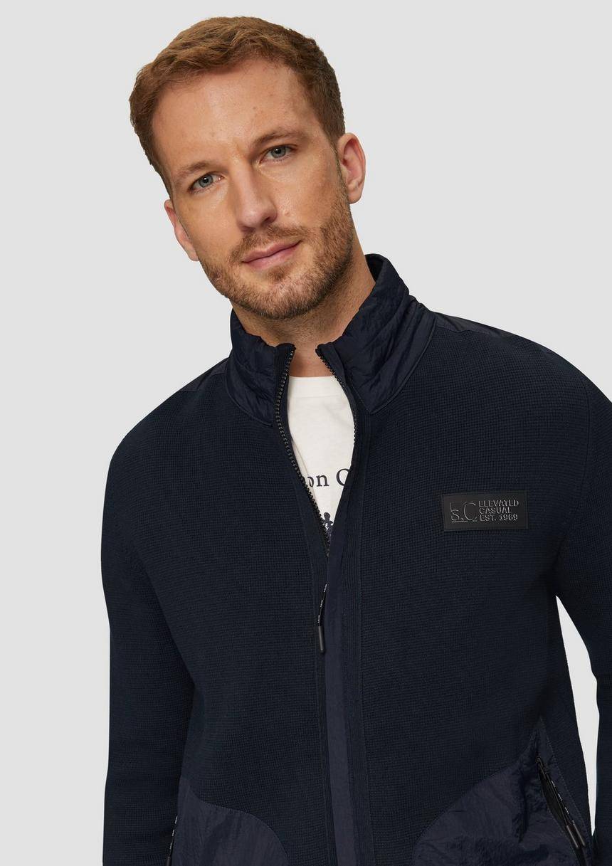 S.Oliver Strickjacke Im Fabricmix Mit Stehkragen