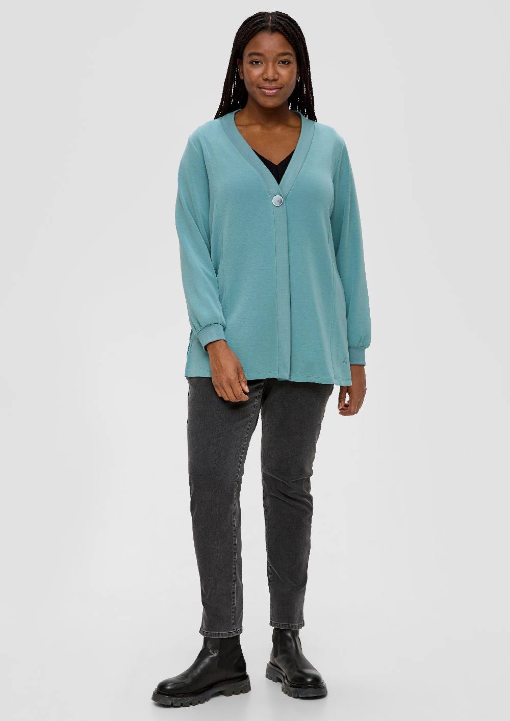 S.Oliver Strickjacke Mit Rippblende